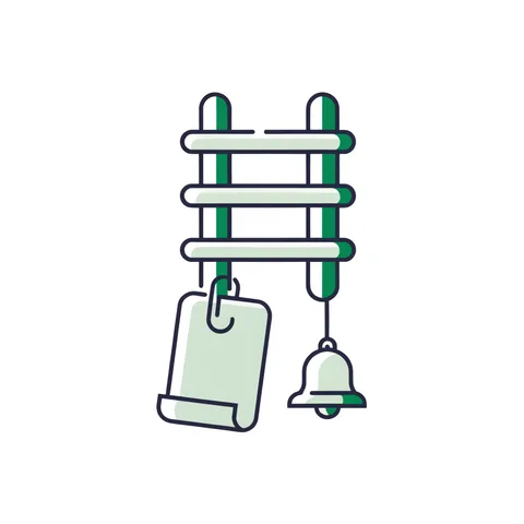 Price ladder with an order ticket and bell, representing trading glossary terms