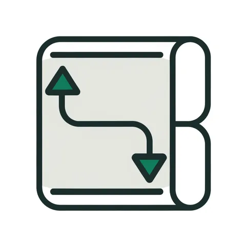 Contract sheet with a hinged arrow rising and falling, representing options contracts