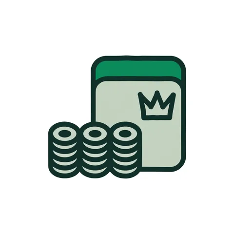 Crown-stamped stock certificate beside stacked coins, representing preferred stock dividends