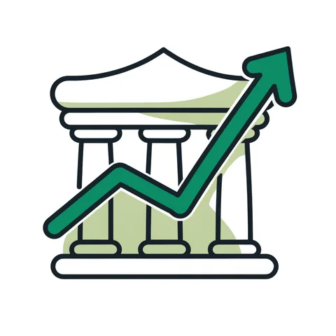 Classical exchange building with a rising chart line, representing capital markets knowledge