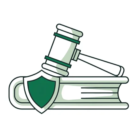 Rulebook with a gavel and shield emblem, representing the regulatory framework
